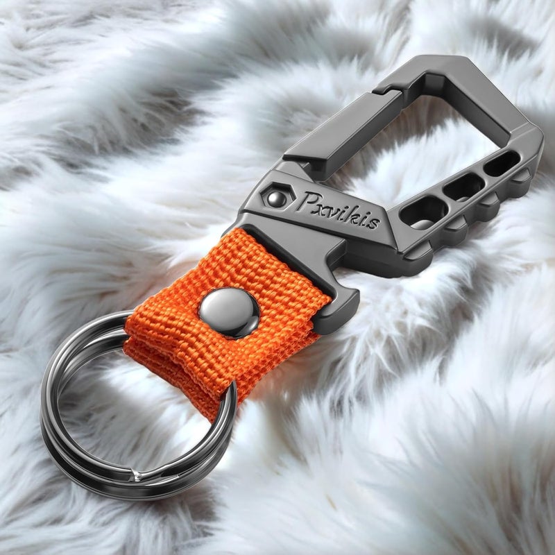 Pxvikis Metal heavy duty key chain carabiner clip bottle opener wrist lanyard ring car key fob unisex for men and women - Image 5
